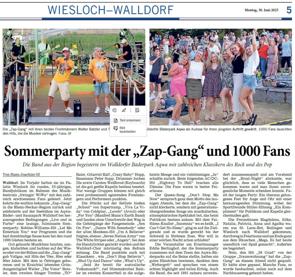 Zap Gang Termine
